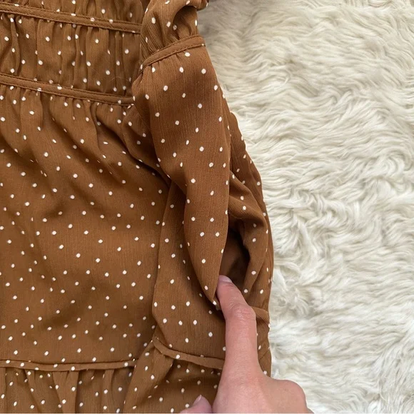 Madewell Dress Sophia Cami Tiered Midi in Dot Ruffle Sepia Polka Dot Brown 10 - Picture 9 of 14